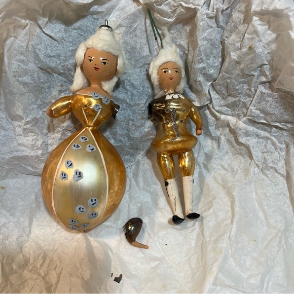 Vintage George & Martha Washington Gold Glass Christmas Holiday Ornaments - Picture 6 of 8